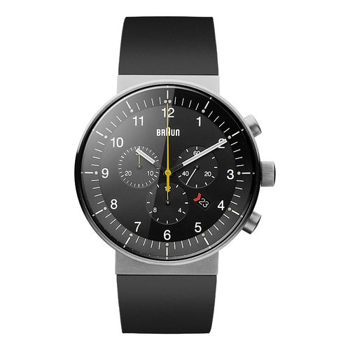Braun Herren BN0095 Prestige Chronograf Uhr mit Kautschukband, BKSLBKG, Neu+OVP