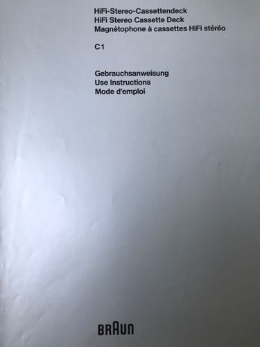 Download Bedienungsanleitung Braun Atelier HiFi Kassettendeck C1 C 1
