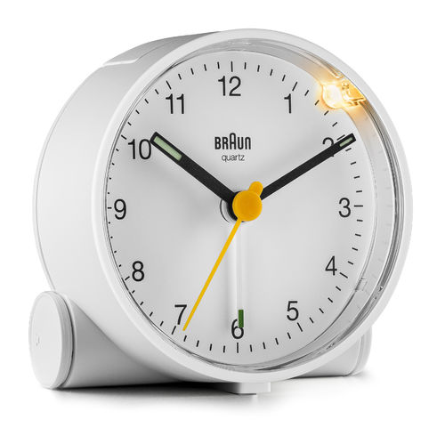 Braun BC01W, classic design quartz alarm clock, white, new, 67004