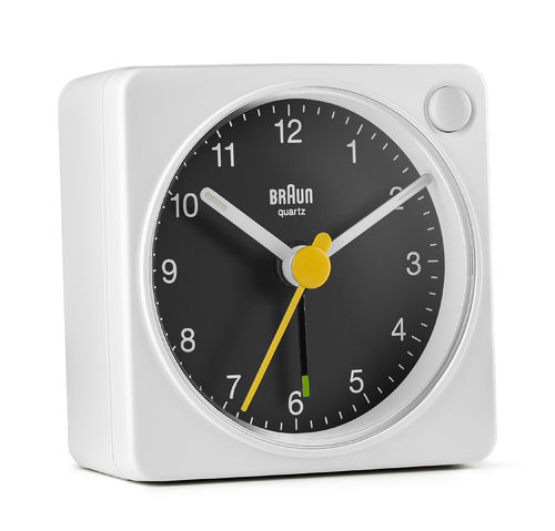Braun Design BC02XWB classic travel clock, white/black, new, 67024