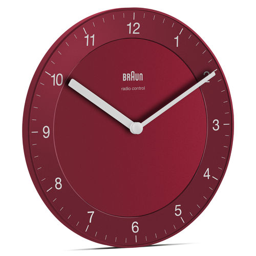Braun Design BC06R-DCF radio controlled analogue wall clock, red, new, 67021