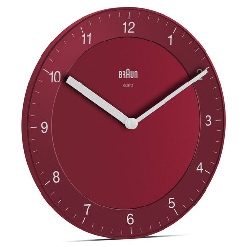 Braun BC06R classic design analogue wall clock, red, new, 67096