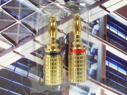 Gold plated banana plugs set of 2 for speakers/amplifiers, red and black