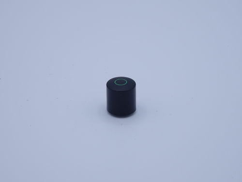 Braun power button for studio equipment, black with green circle, Knopfgrünkreis