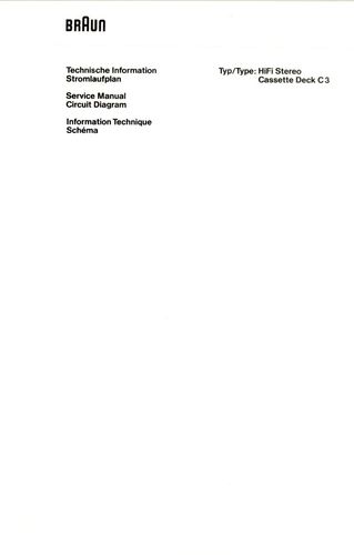 Download Stromlaufplan / technische Information für Braun Kassettendeck C3