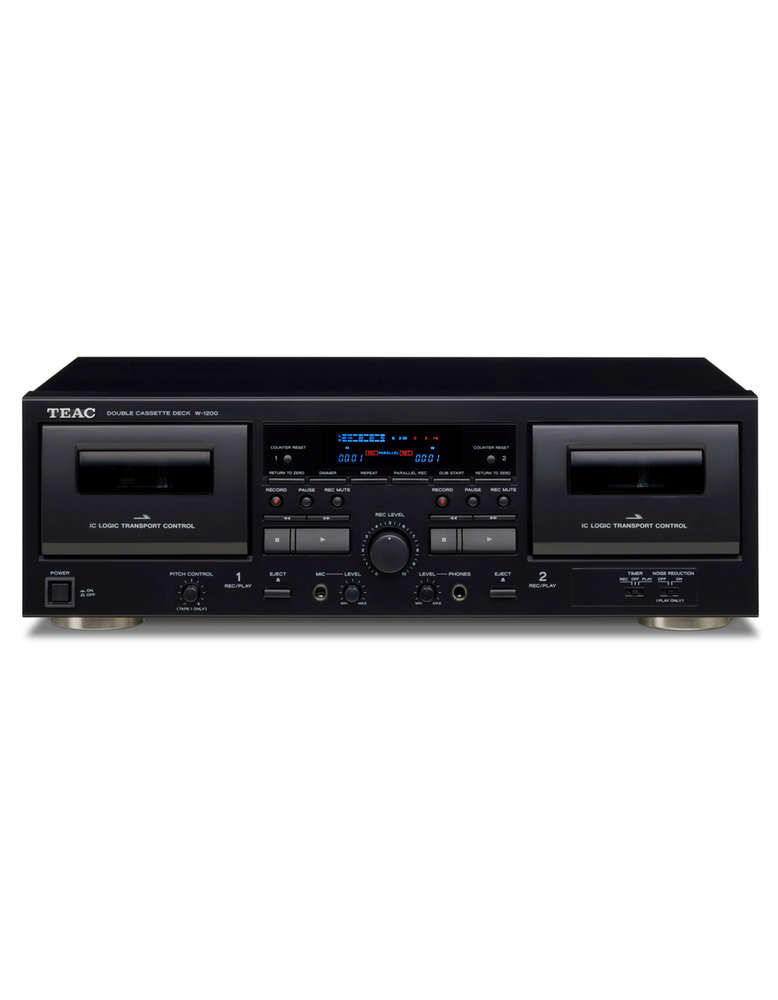 Double Cassette Deck Cassette Player, Recording/Playback, Microphone Input for Karaoke and Announcements, USB Output for Digital Recording to PC/Mac, Conference Transcripts Black Teac W-1200 B
