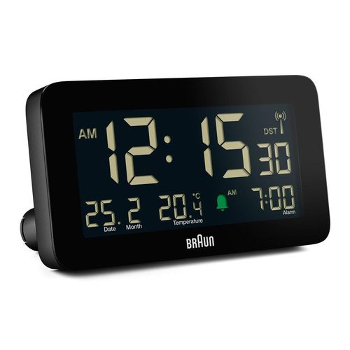 Braun BC10-DCF B digital design radio controlled alarm clock, Black, New+OVP,