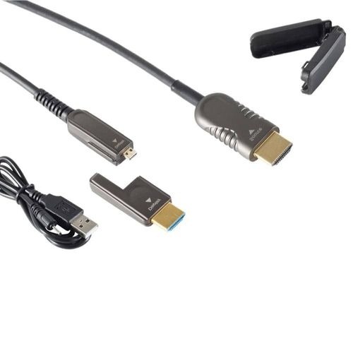 Goldkabel hochwertiges HDMI AOC 4K mit Einzughilfe, 10m, 15m, 20m, 30m, 40m, 50m