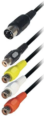 Audio connection cable 4 x cinch coupling - 5 pin DIN plug, length: 0.2 m
