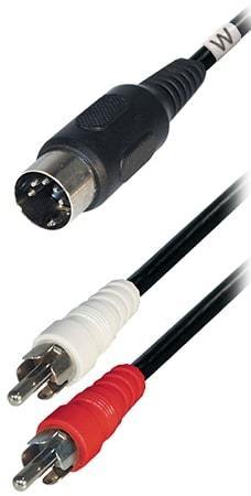 Audio connection cable 2x RCA plug to DIN plug, cable length:1,5 m