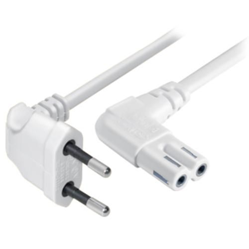 N8-0.30W Angle Euro Plug to Angle Double Groove Coupler, 0.30 m, White